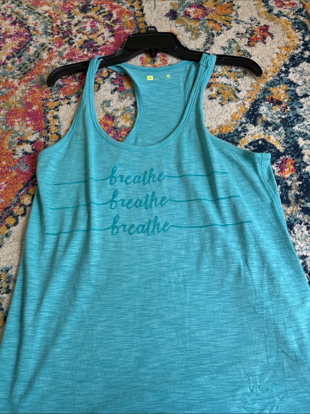 Xersion Aqua Racerback Tank with "breathe" Script